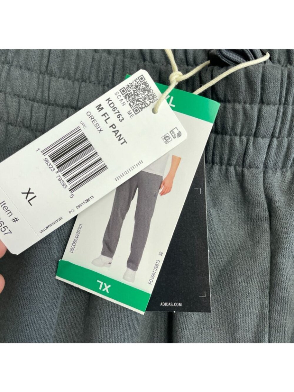 Adidas Men's XL Fleece Lined Pants Gray Lightweight Cotton Blend H2002 - Picture 8 of 10